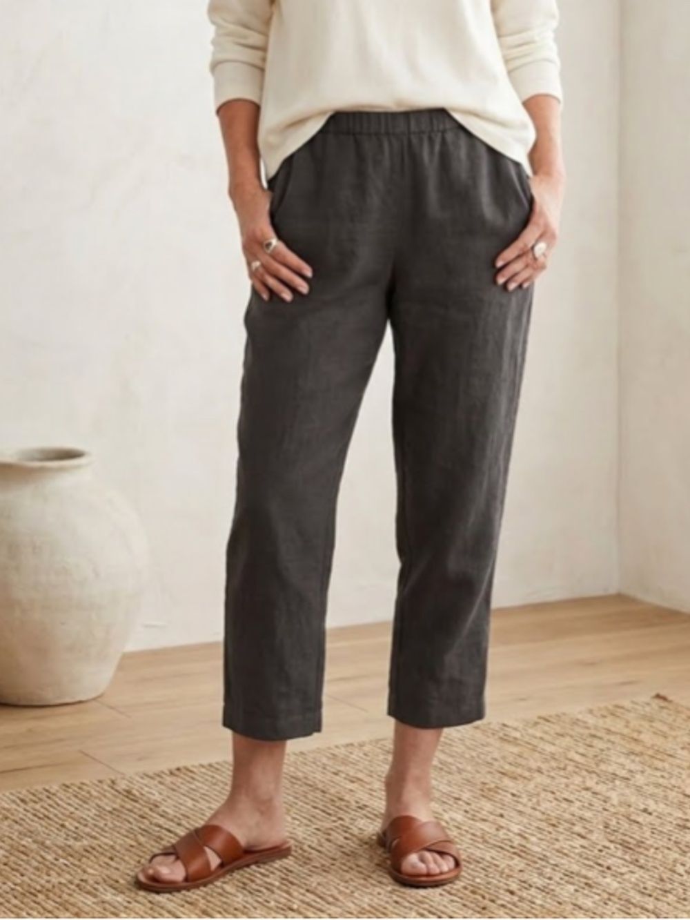 Eileen Fisher Dark Gray Linen Pants (PL)